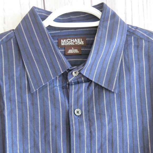 Michael Michael Kors Multi Color Stripe Button Down Long Sleeve Shirt - Size L - Picture 4 of 8